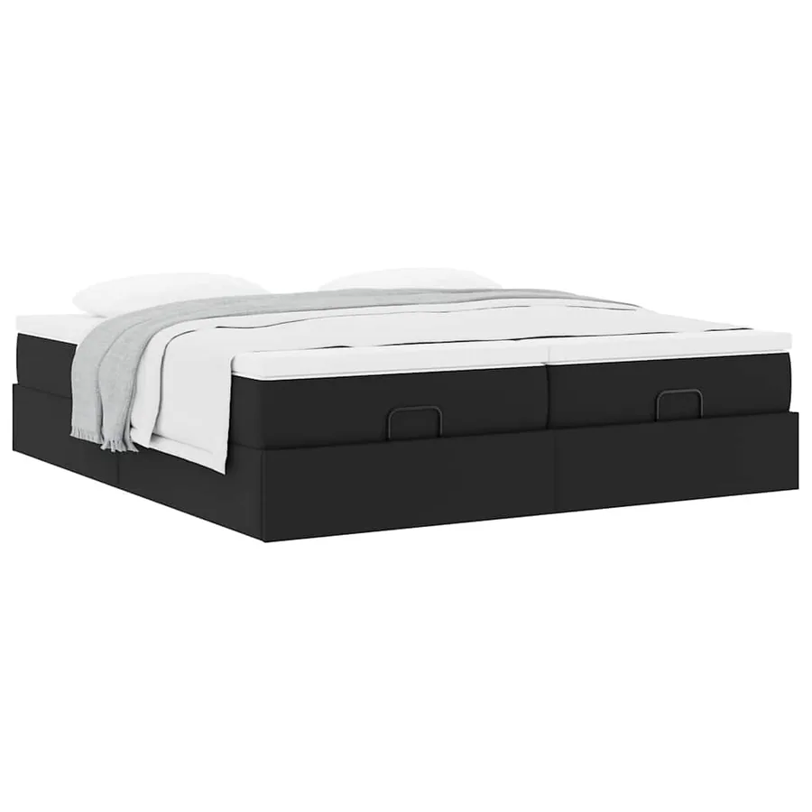 Cadre de lit ottoman avec matelas noir 200x200 cm similicuir - 5