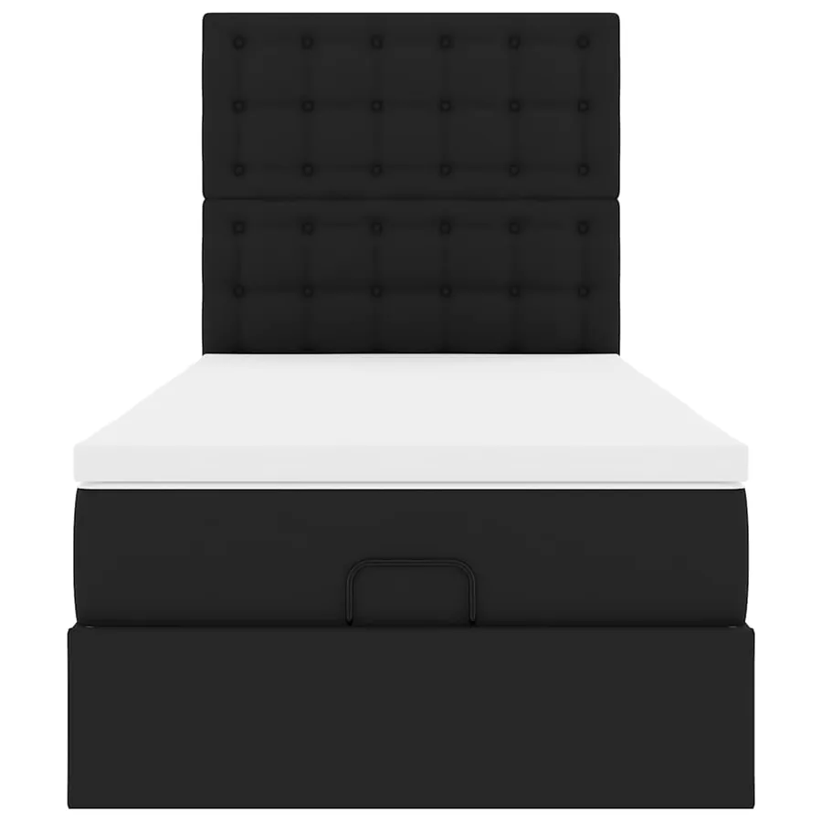 Lit ottoman avec matelas noir 100x200 cm similicuir - 7