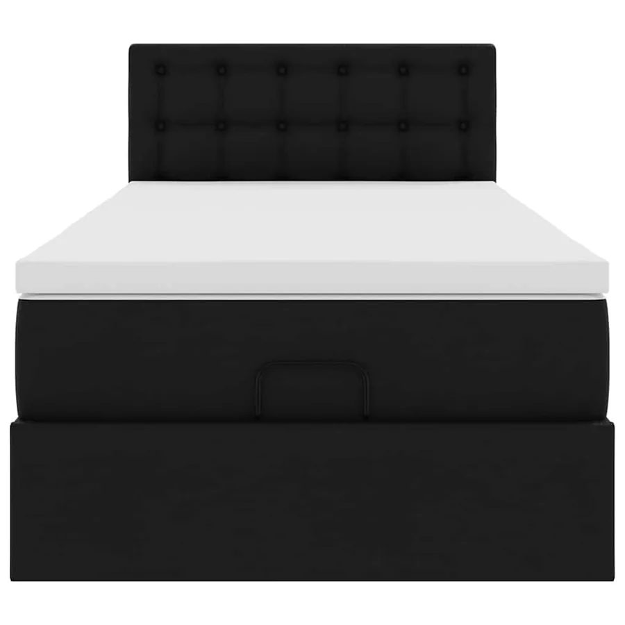 Lit ottoman avec matelas noir 100x200 cm similicuir - 7