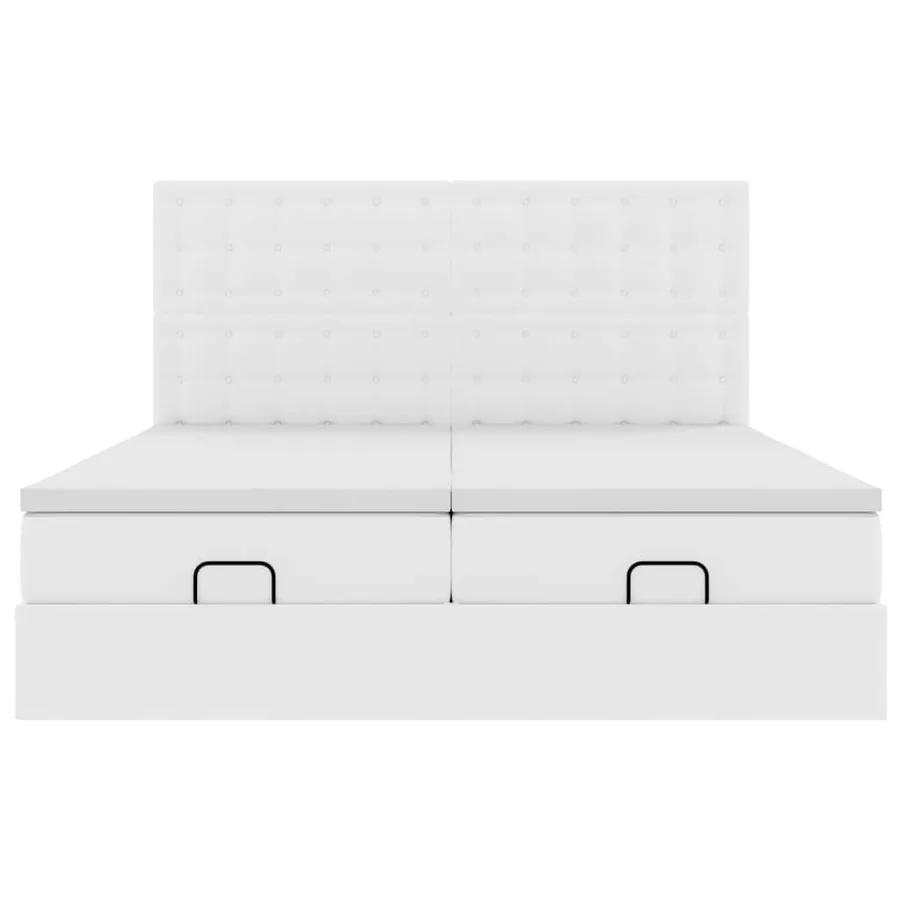 Cadre de lit ottoman et matelas blanc pur 160x200 cm similicuir - 7