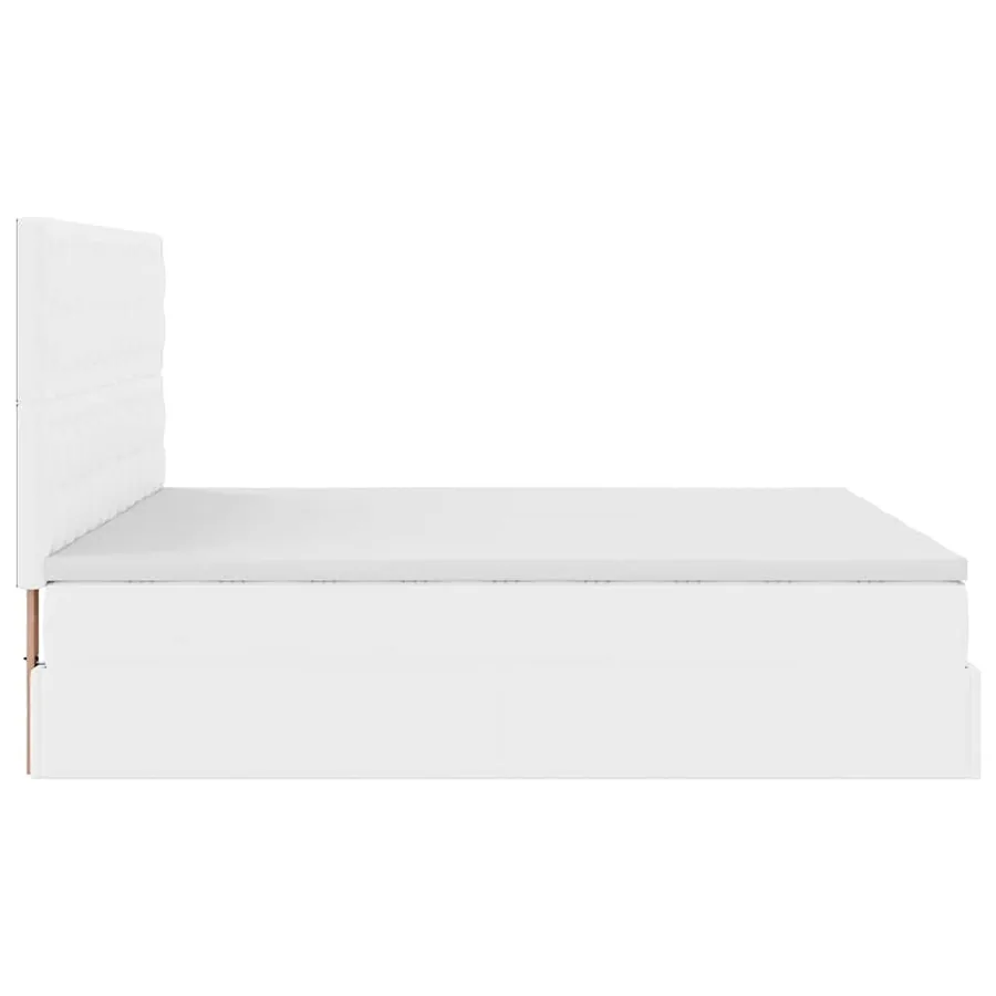 Cadre de lit ottoman et matelas blanc pur 160x200 cm similicuir - 8