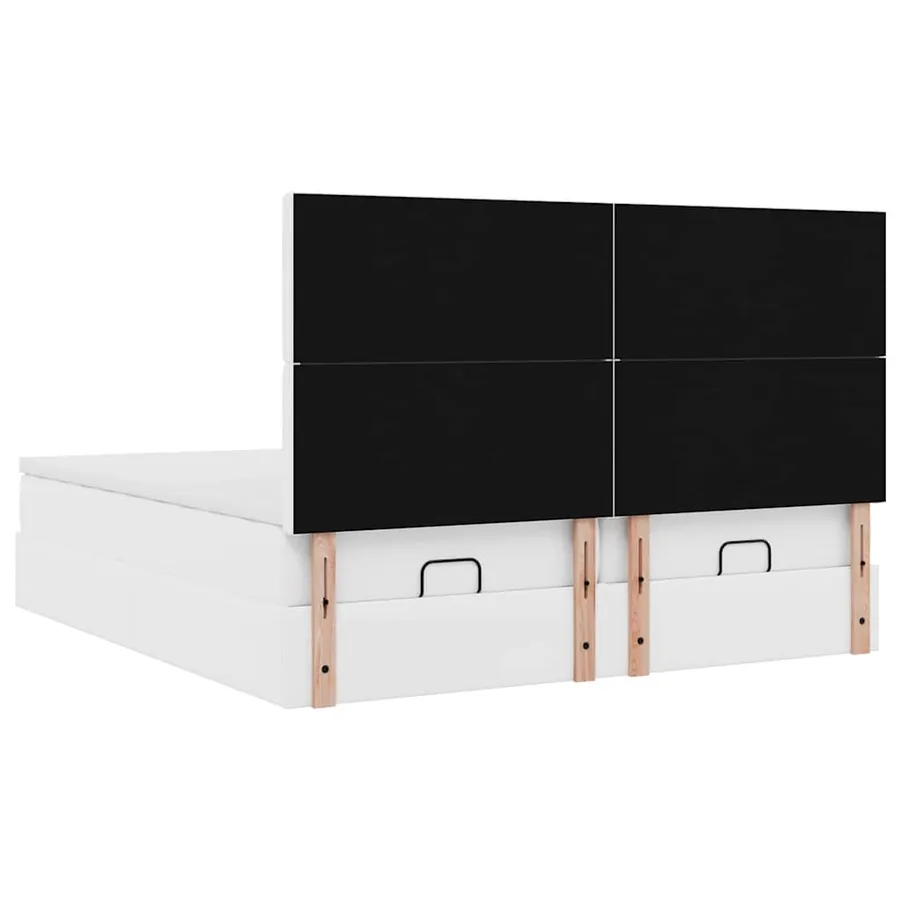 Cadre de lit ottoman et matelas blanc pur 160x200 cm similicuir - 9