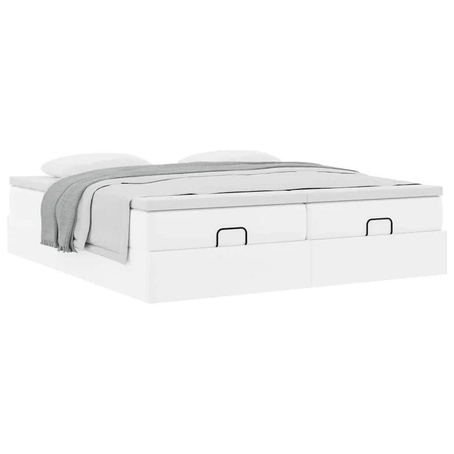 Cadre de lit ottoman avec matelas blanc 160x200 cm similicuir - 5