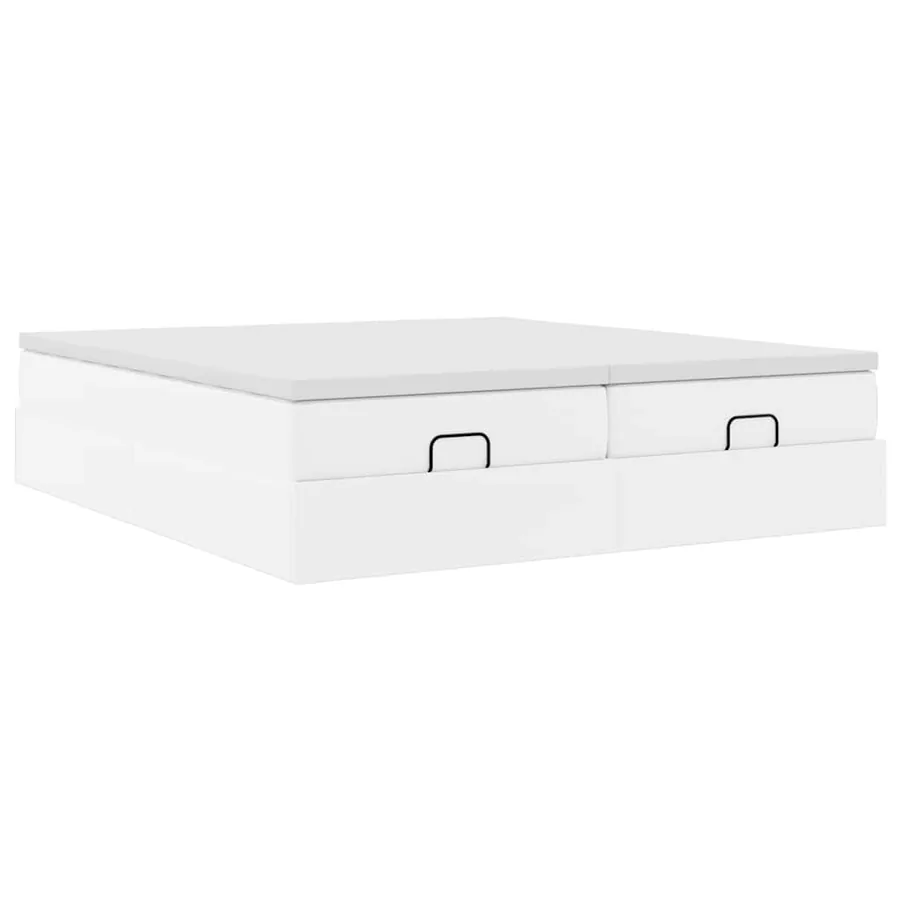 Cadre de lit ottoman avec matelas blanc 160x200 cm similicuir - 6