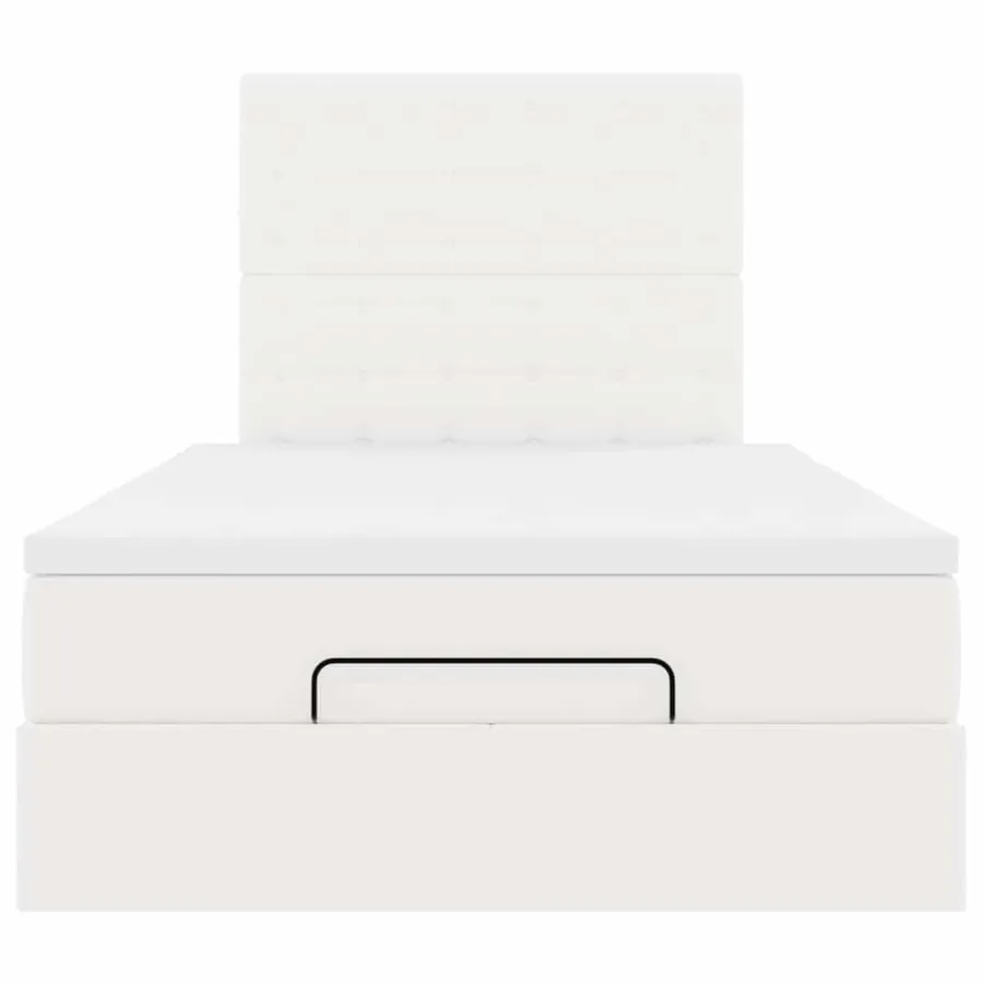 Cadre de lit ottoman avec matelas blanc 120x190 cm similicuir - 7