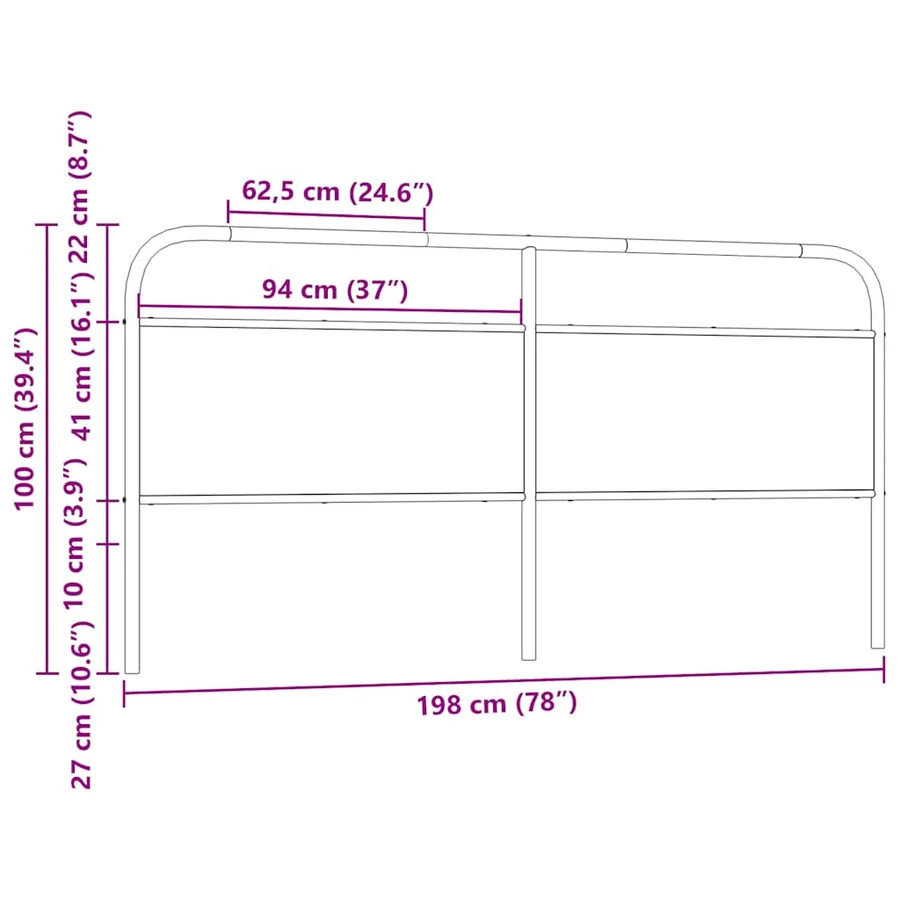 Tête de lit de remplacement chêne marron 190 cm acier et bois d'ingénierie - 7