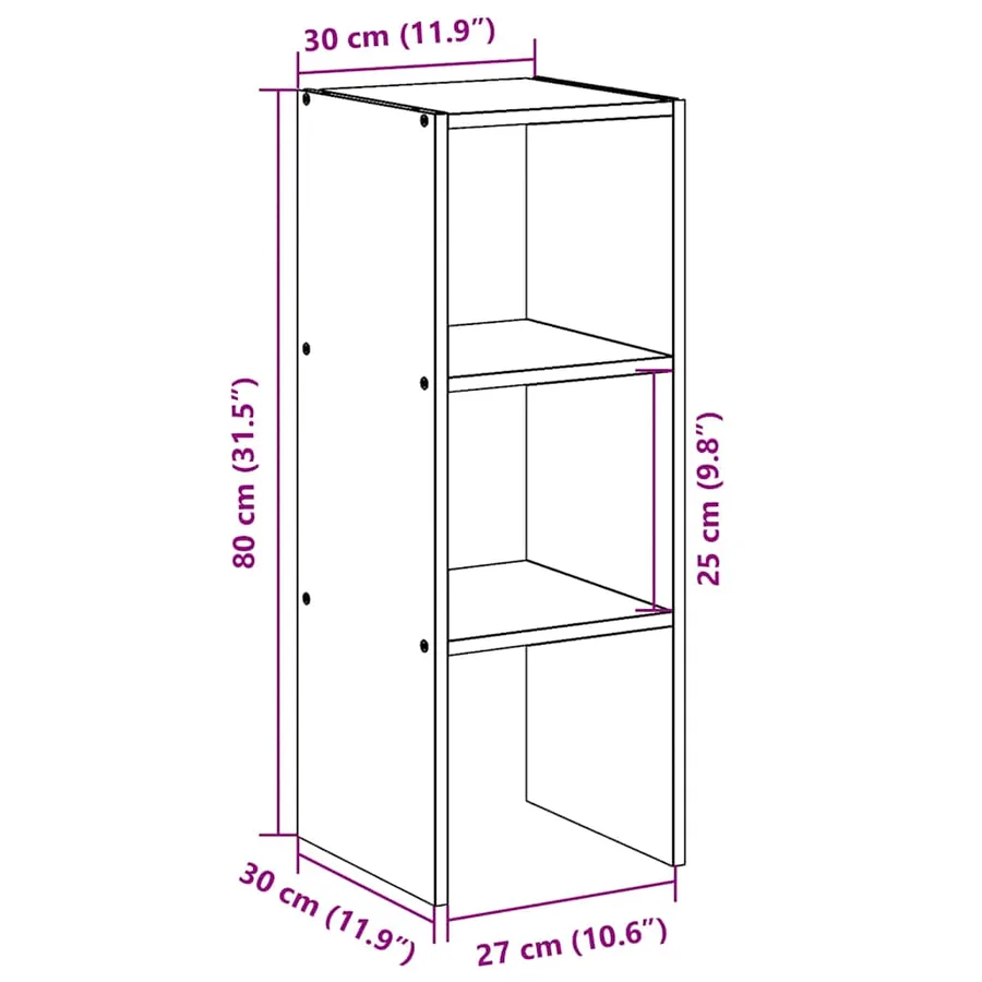 Bibliothèque empilable chêne fumé 30x30x80 cm bois d'ingénierie - 9