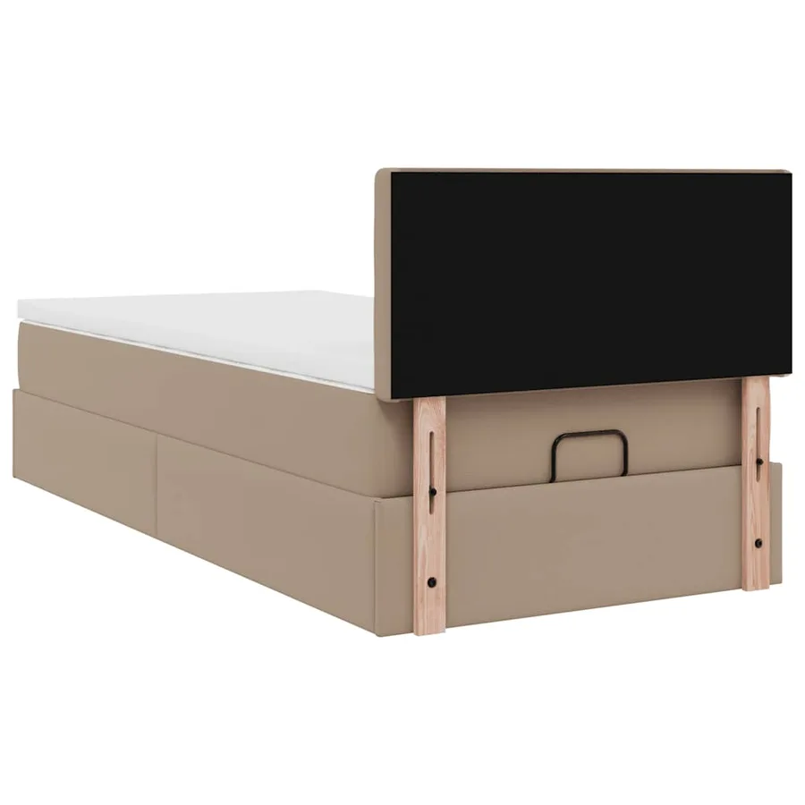 Cadre de lit ottoman et matelas cappuccino 90x190 cm similicuir - 10