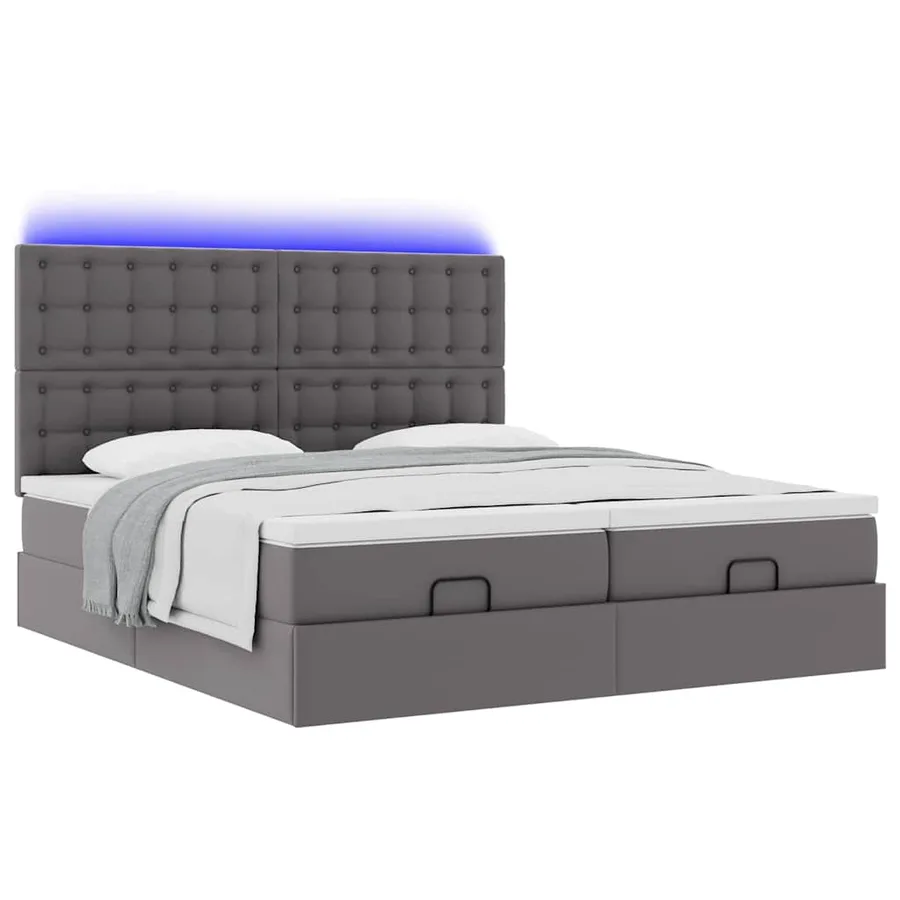 Lit ottoman avec matelas & LED Gris 180x200cm similicuir - 6