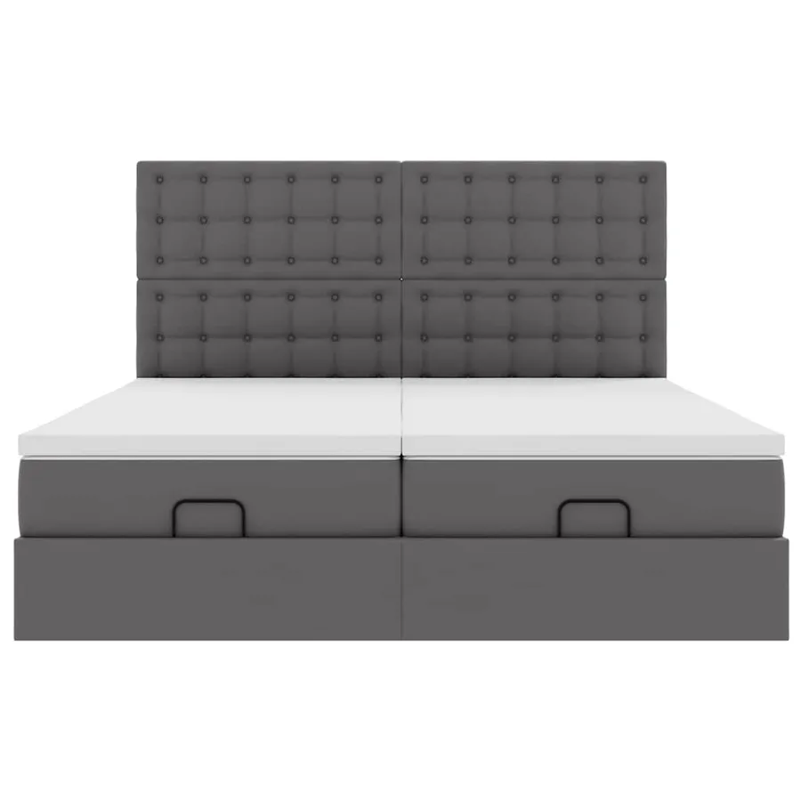 Lit ottoman avec matelas & LED Gris 180x200cm similicuir - 8