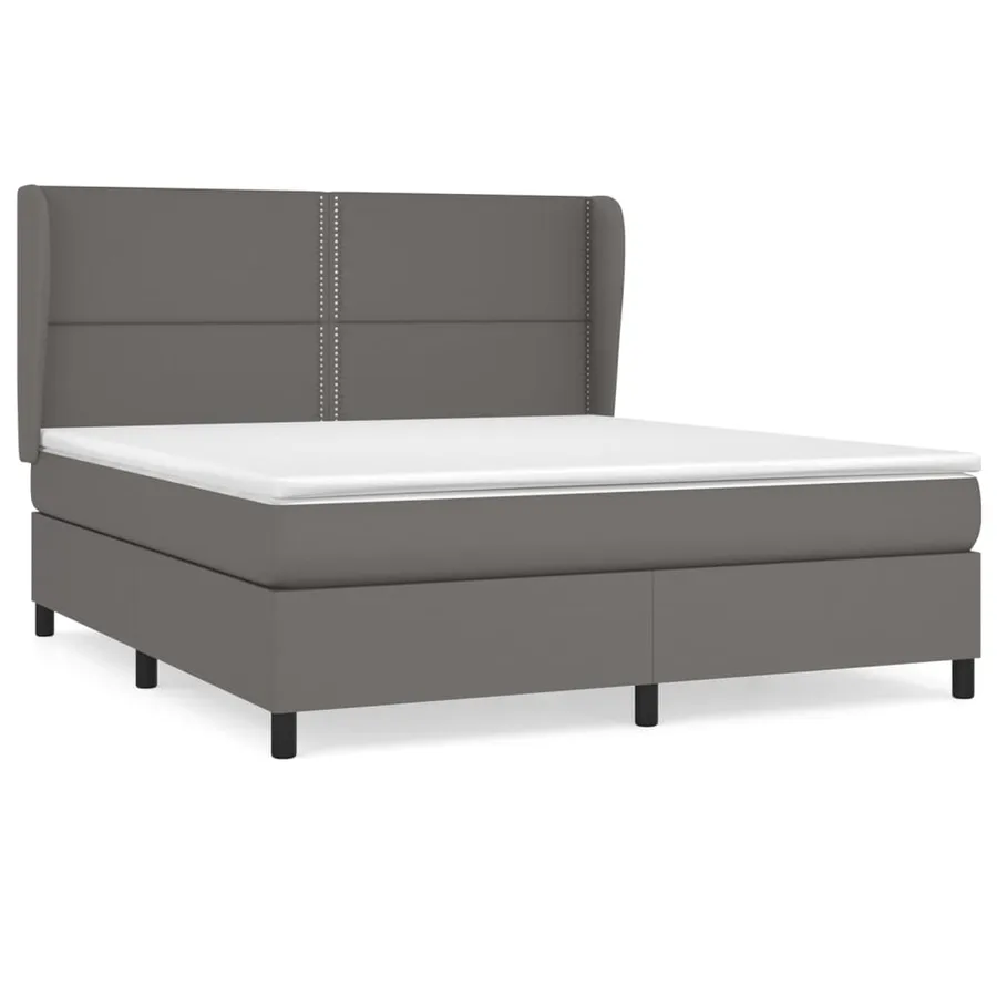 Sommier à lattes de lit avec matelas Gris 180x200 cm Similicuir - 2