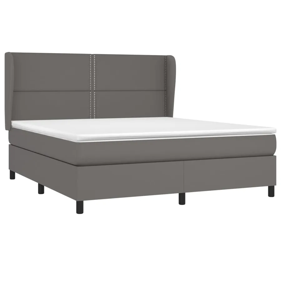 Sommier à lattes de lit avec matelas Gris 180x200 cm Similicuir - 3
