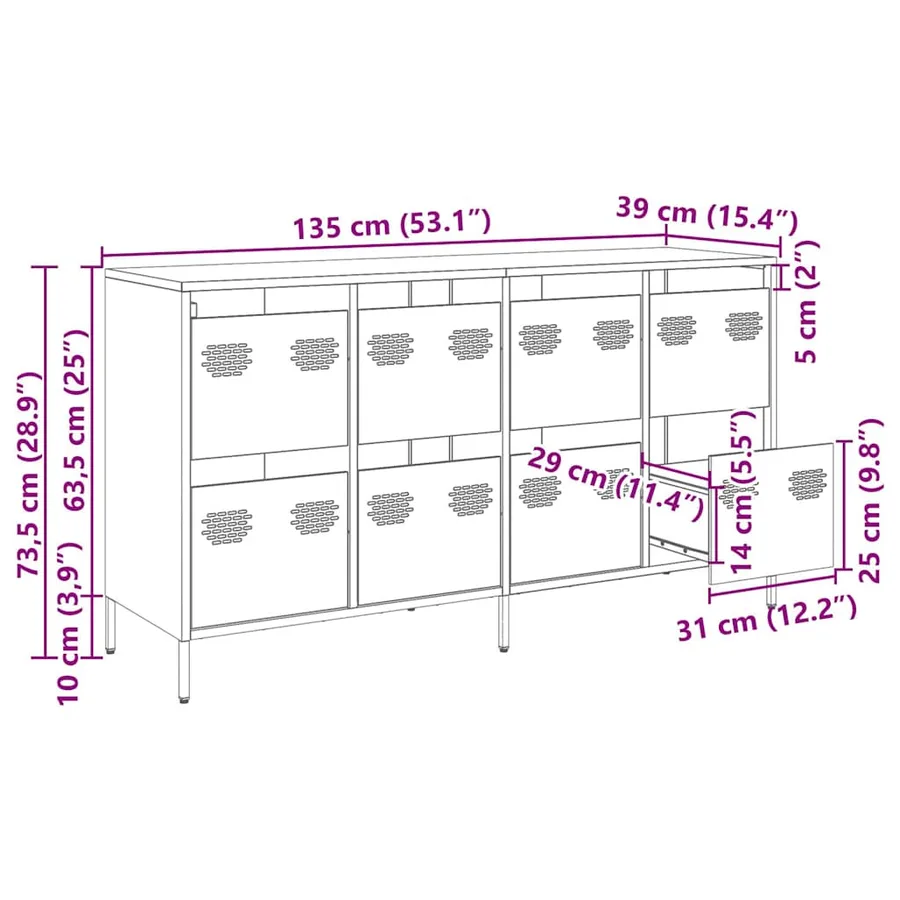 Buffet blanc 135x39x73,5 cm acier laminé à froid - 13