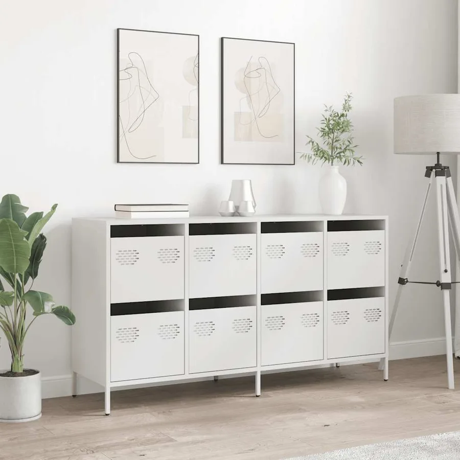 Buffet blanc 135x39x73,5 cm acier laminé à froid - 3