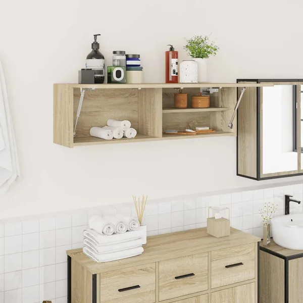 Armoire murale de bain chêne sonoma 100x25x30cm bois ingénierie