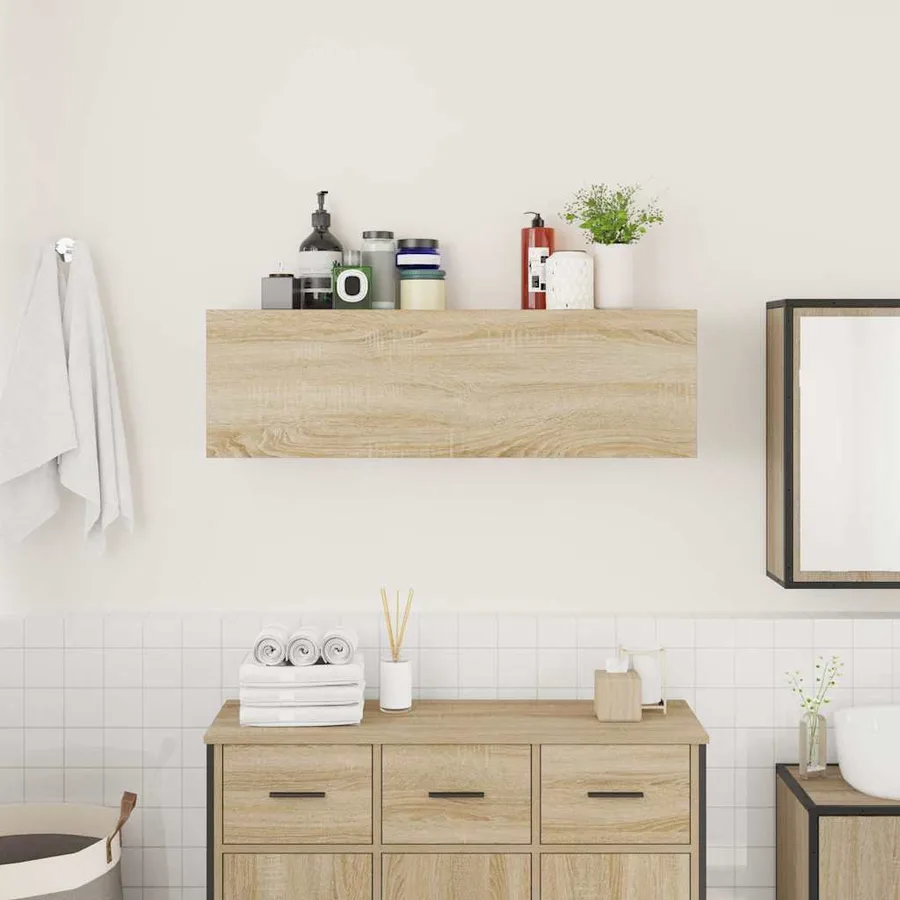 Armoire murale de bain chêne sonoma 100x25x30cm bois ingénierie - 3