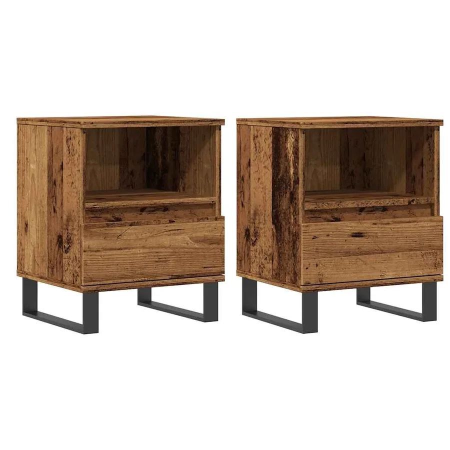 Tables de chevet 2 pcs vieux bois 40x35x50 cm bois d’ingénierie - 2