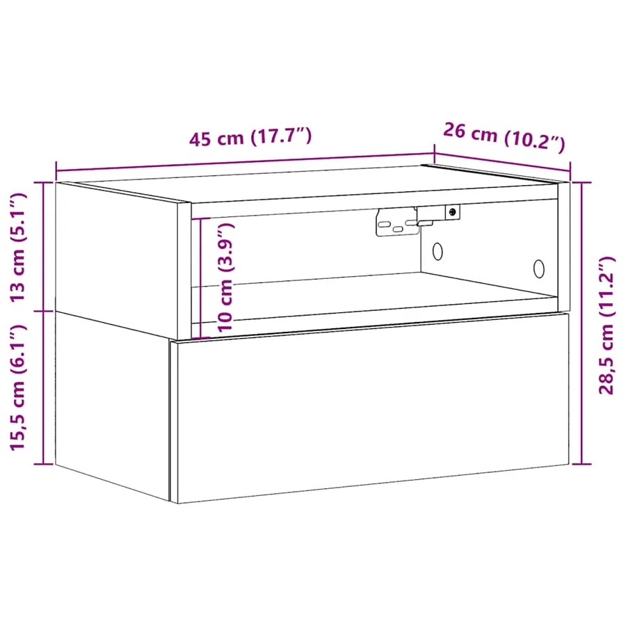 Table de chevet murale blanc 45x26x28,5 cm - 11