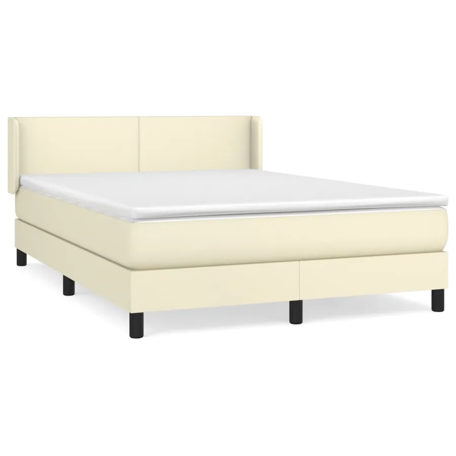 Sommier à lattes de lit avec matelas Crème 140x190cm Similicuir - 2