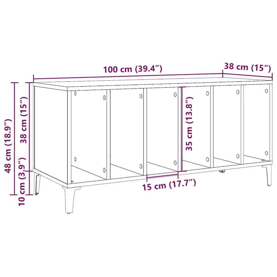 Armoire à disques vieux bois 100x38x48 cm bois d'ingénierie - 9