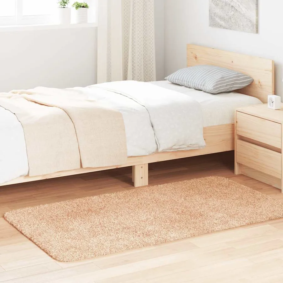 Tapis Shaggy à poils longs NAVARRA beige 80x150 cm polyester