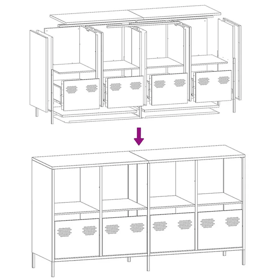 Buffet blanc 135x39x73,5 cm acier laminé à froid - 11