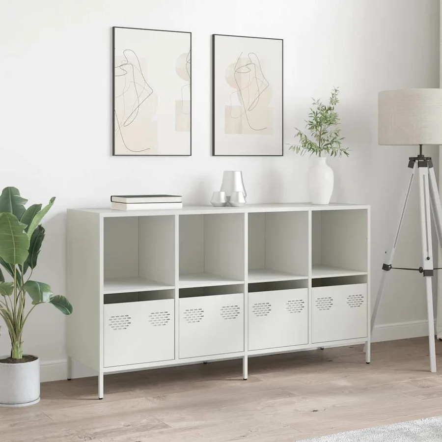Buffet blanc 135x39x73,5 cm acier laminé à froid - 3