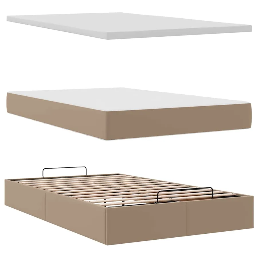 Lit ottoman avec matelas & LED cappuccino 120x190cm similicuir - 12