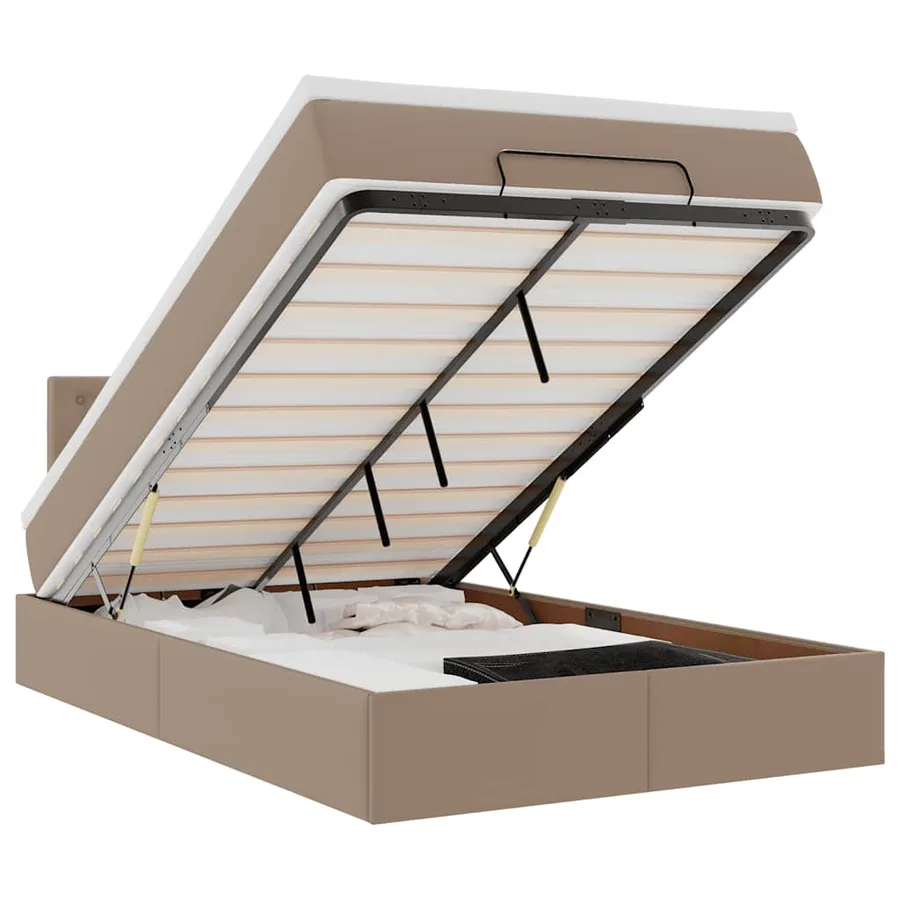 Lit ottoman avec matelas & LED cappuccino 120x190cm similicuir - 2
