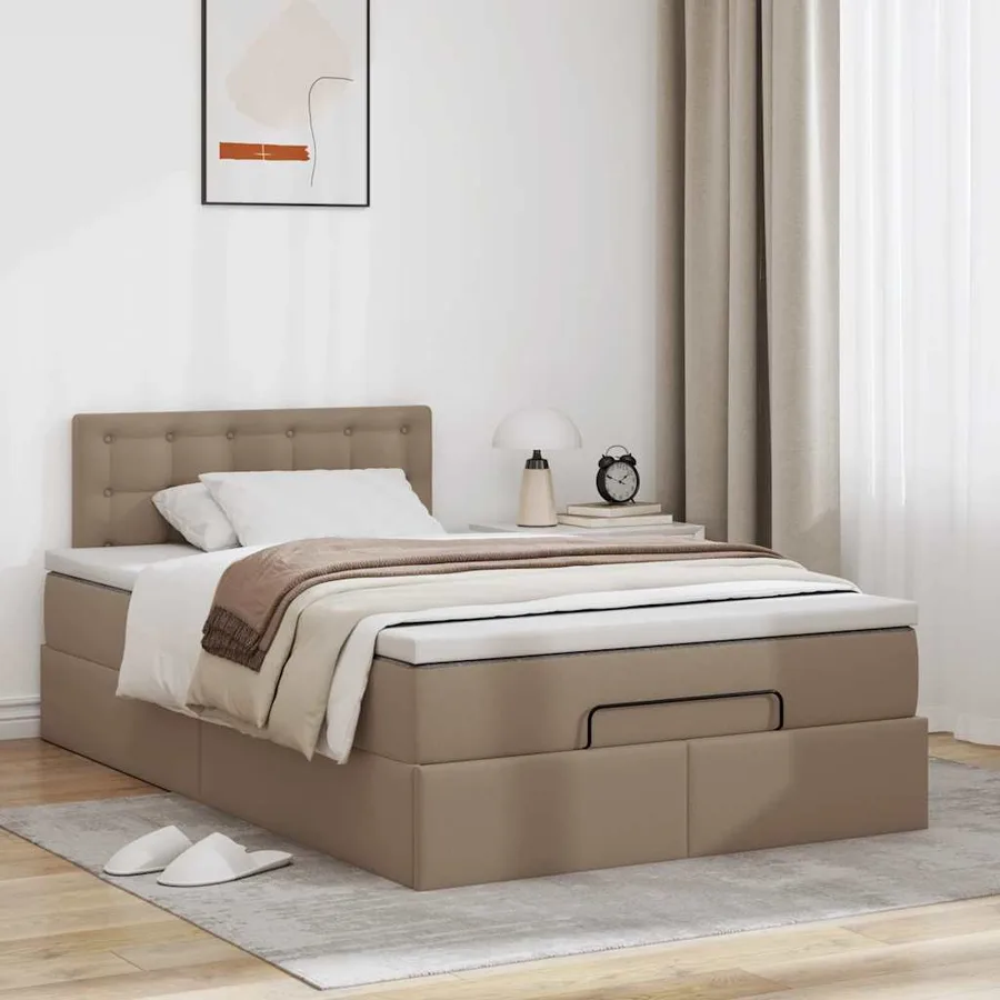 Lit ottoman avec matelas & LED cappuccino 120x190cm similicuir - 4