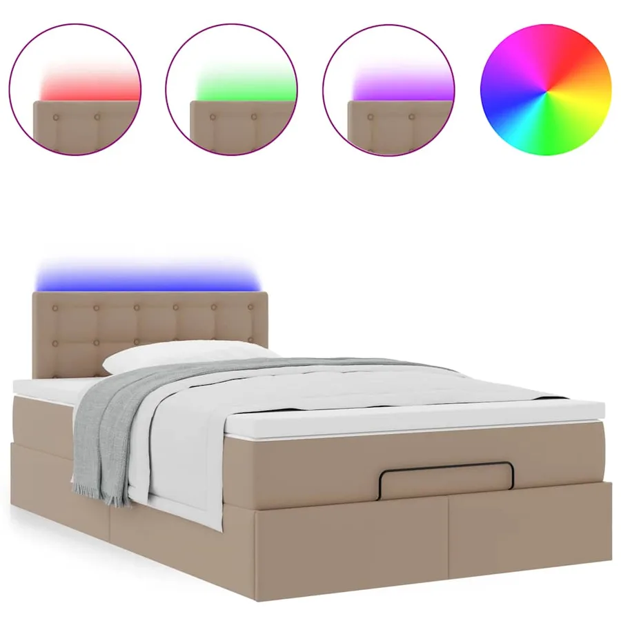 Lit ottoman avec matelas & LED cappuccino 120x190cm similicuir - 5