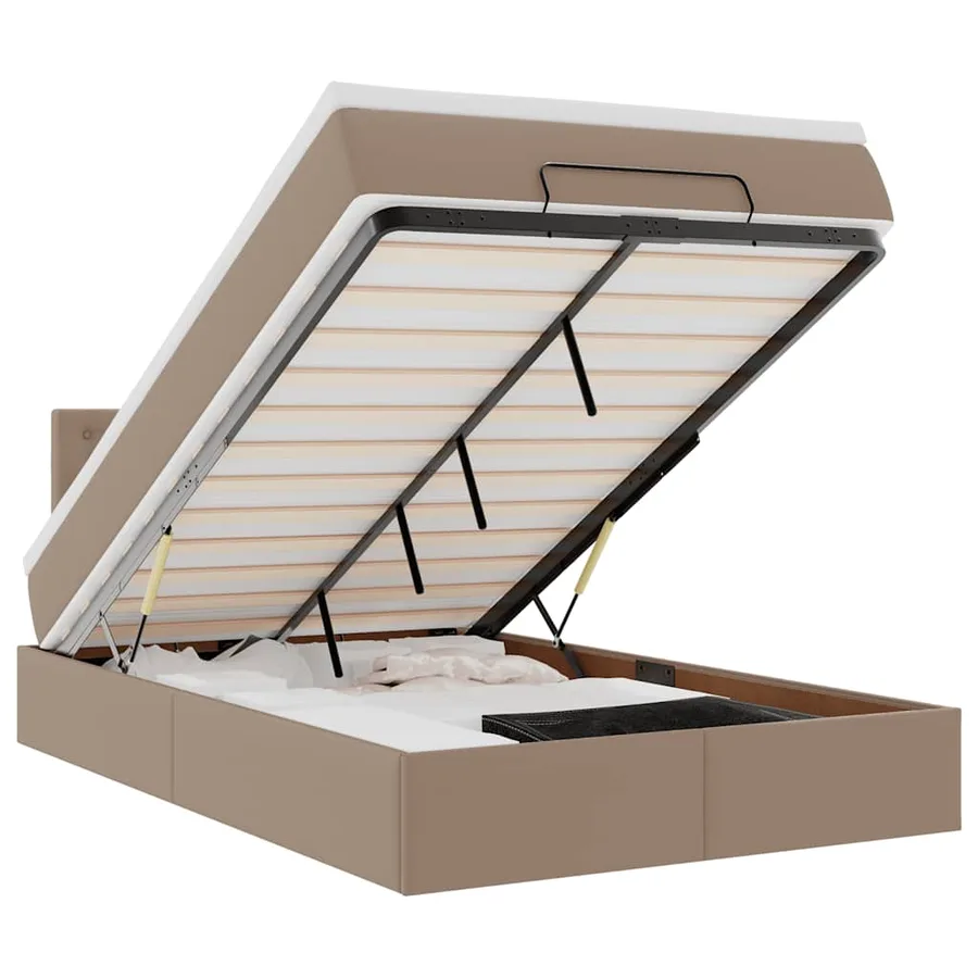 Cadre de lit ottoman et matelas cappuccino 120x190cm similicuir - 2