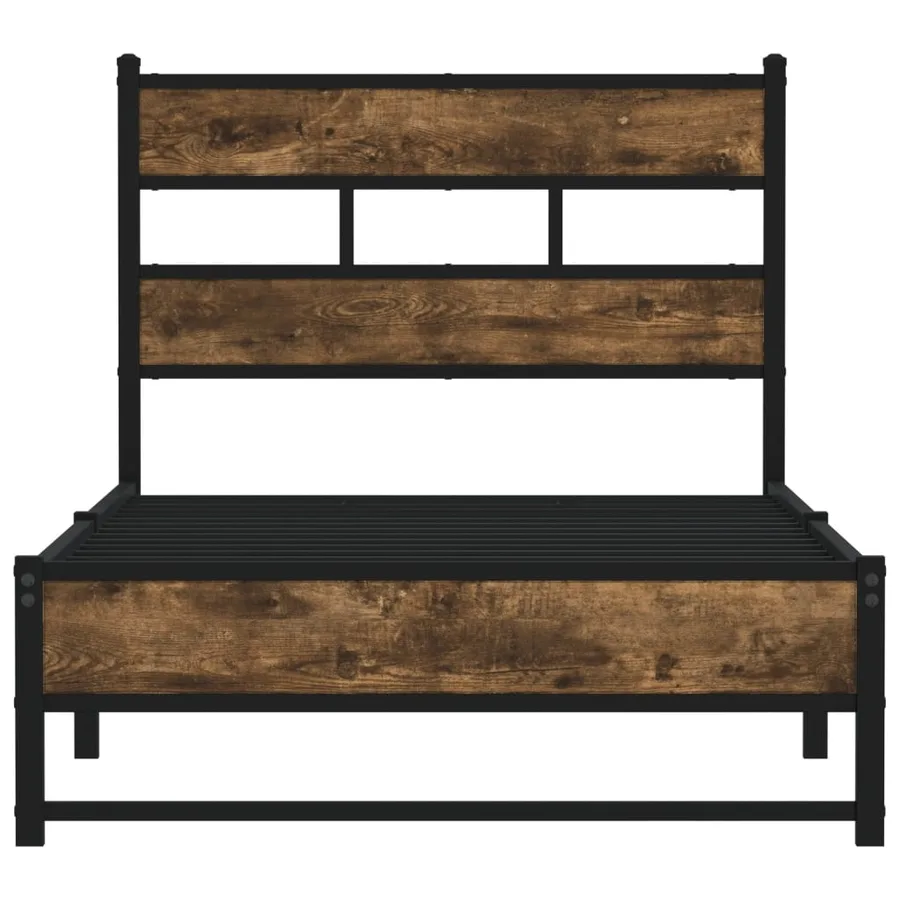 Cadre de lit en métal sans matelas chêne fumé 75x190 cm - 4