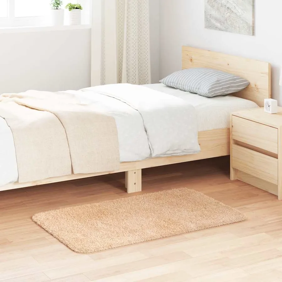 Tapis Shaggy à poils longs NAVARRA beige 60x100 cm polyester