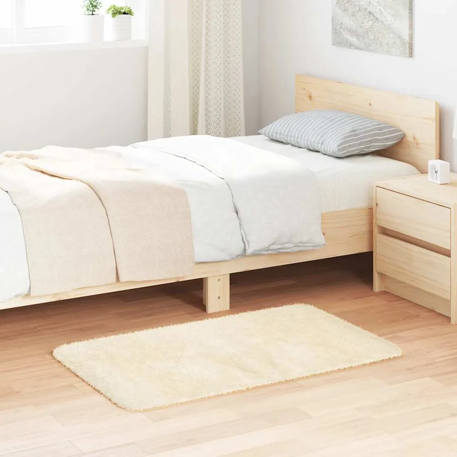 Tapis Shaggy à poils longs NAVARRA crème 60x100 cm polyester