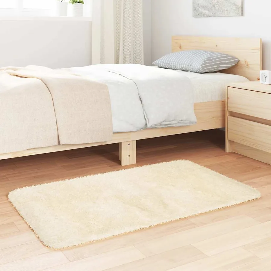 Tapis Shaggy à poils longs NAVARRA crème 60x100 cm polyester - 3