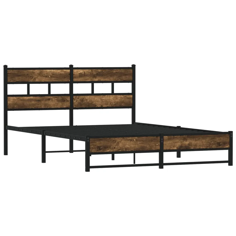 Cadre de lit en métal sans matelas chêne fumé 150x200 cm - 3