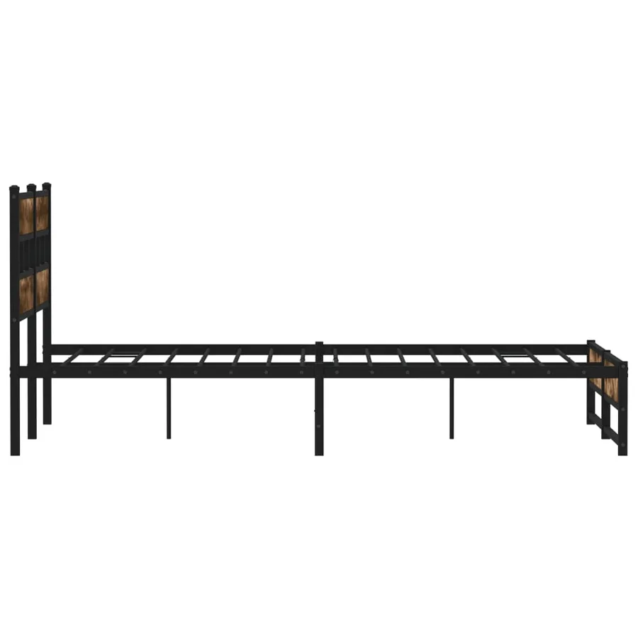 Cadre de lit en métal sans matelas chêne fumé 150x200 cm - 5