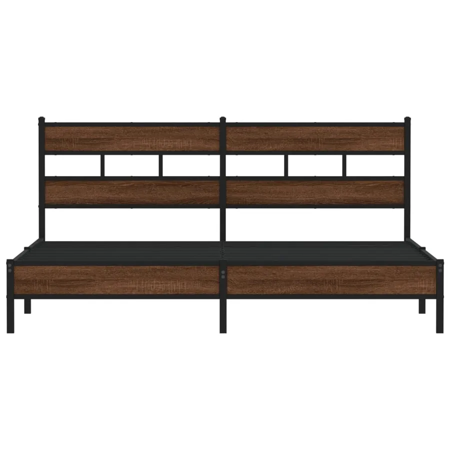 Cadre de lit en métal sans matelas chêne marron 193x203 cm - 4