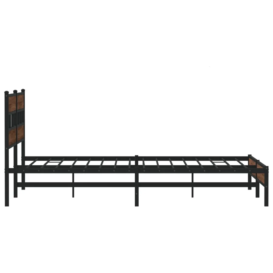 Cadre de lit en métal sans matelas chêne marron 193x203 cm - 5