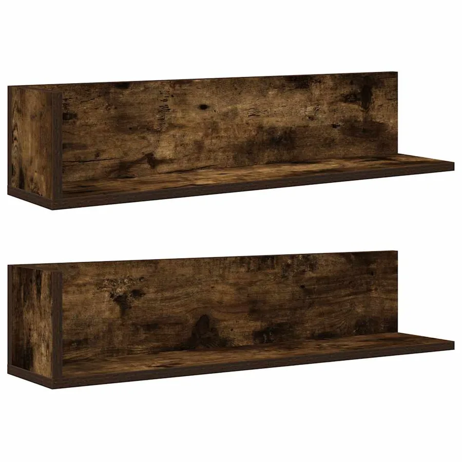 Étagères murales 2 pcs chêne fumé 75x16,5x16,5 cm - 2