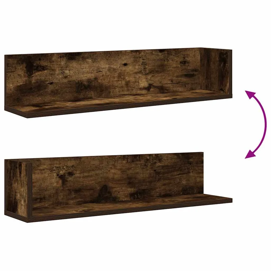 Étagères murales 2 pcs chêne fumé 75x16,5x16,5 cm - 8