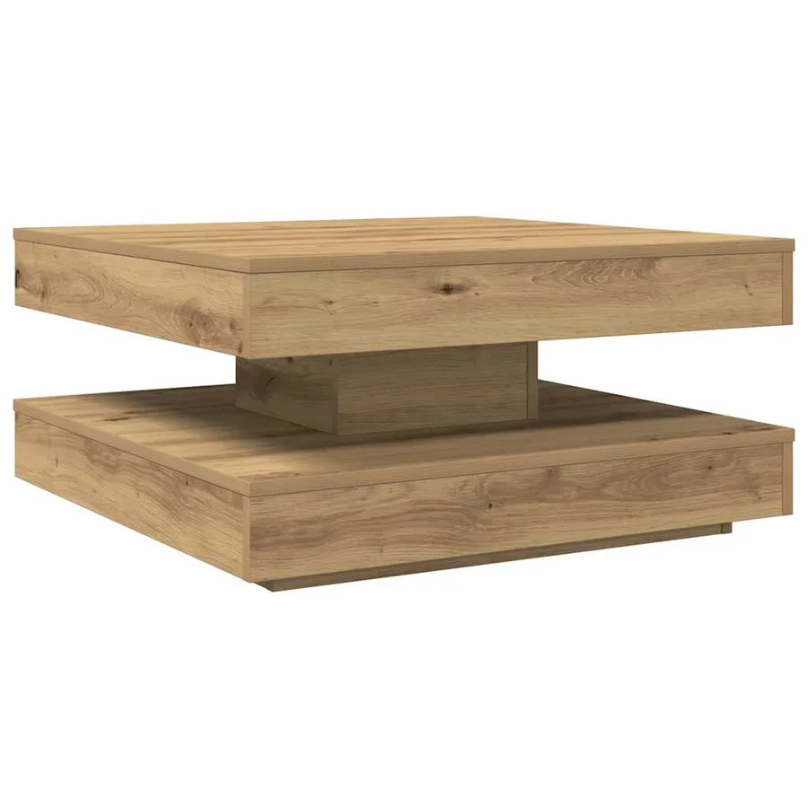 Table basse rotative à 360 degrés chêne artisanal 70x70x34,5 cm - 6