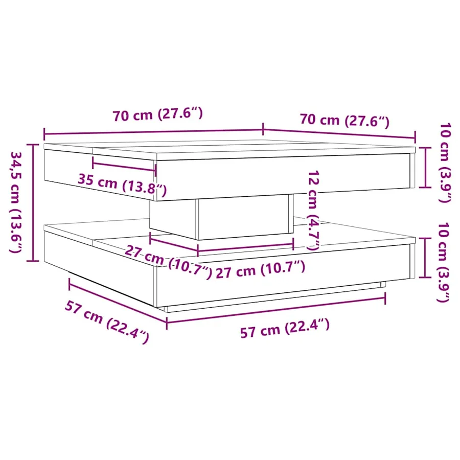 Table basse rotative à 360 degrés blanc 70x70x34,5 cm - 10