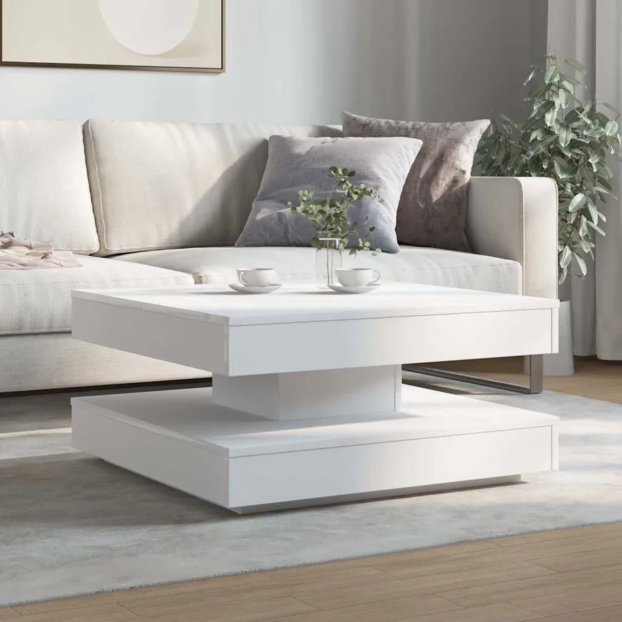 Table basse rotative à 360 degrés blanc 70x70x34,5 cm - 3