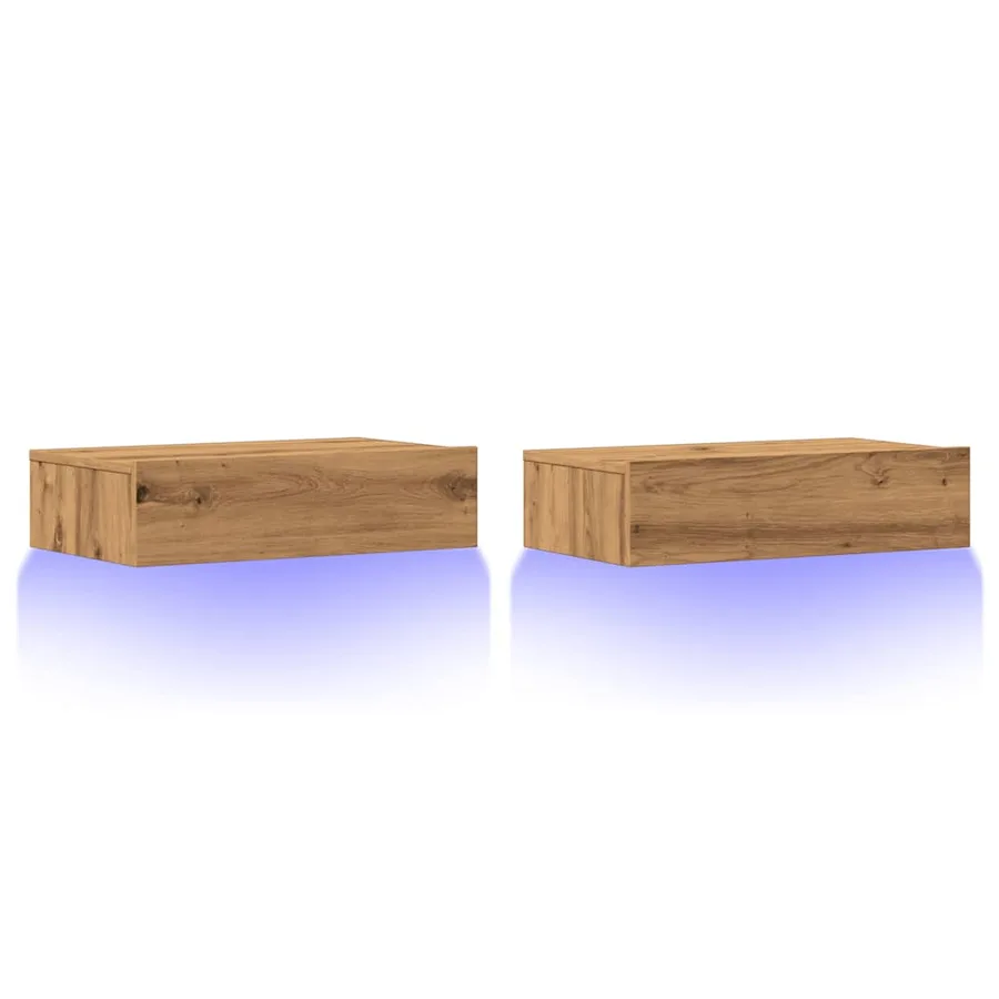 Meubles TV avec éclairages LED 2 pcs chêne artisanal - 3