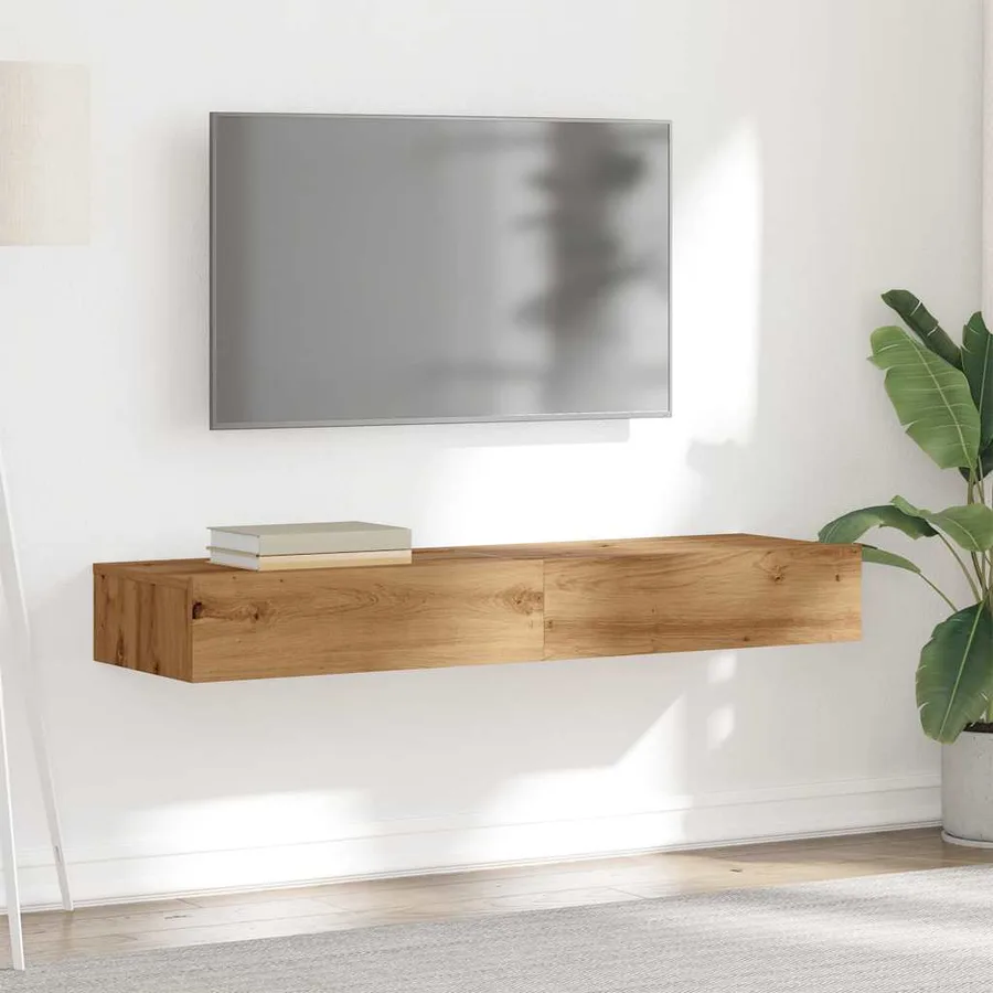 Meubles TV avec éclairages LED 2 pcs chêne artisanal - 5