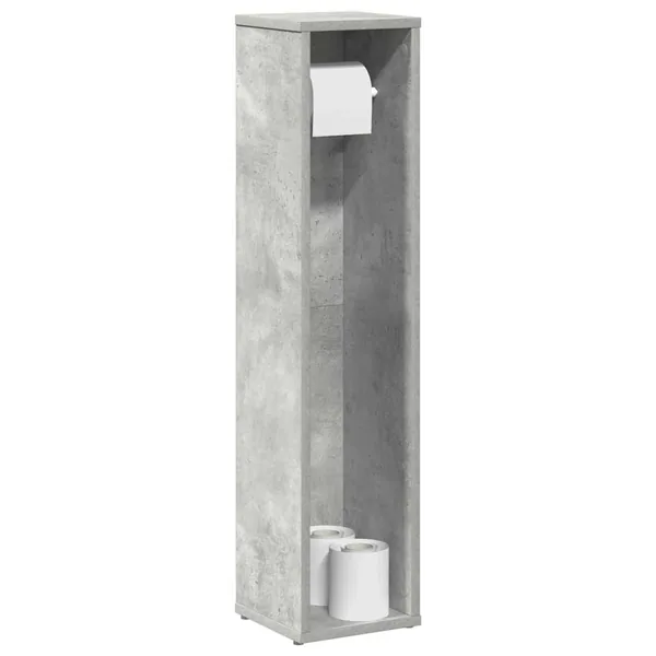 Meuble de salle de bain avec porte-rouleau gris béton 20,5 x 20 x 90 cm
