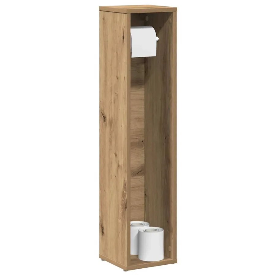 Meuble de salle de bain avec porte-rouleau en chêne artisanal 20,5 x 20 x 90 cm