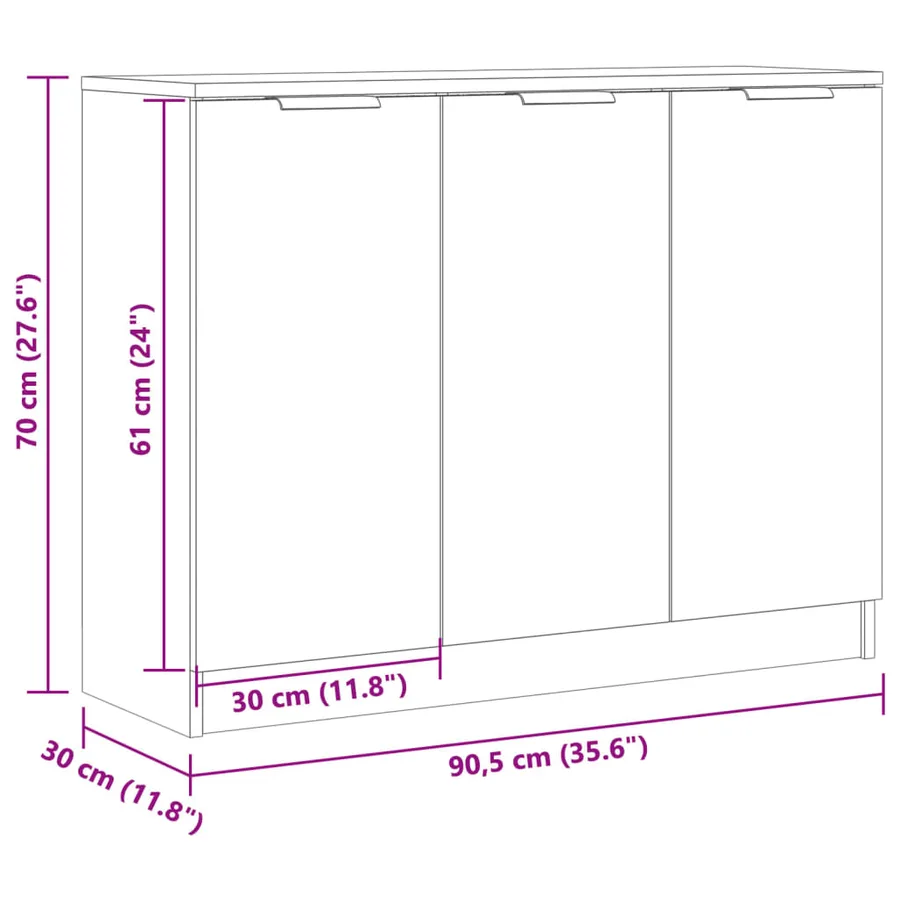 Buffet vieux bois 90,5x30x70 cm bois d'ingénierie - 11